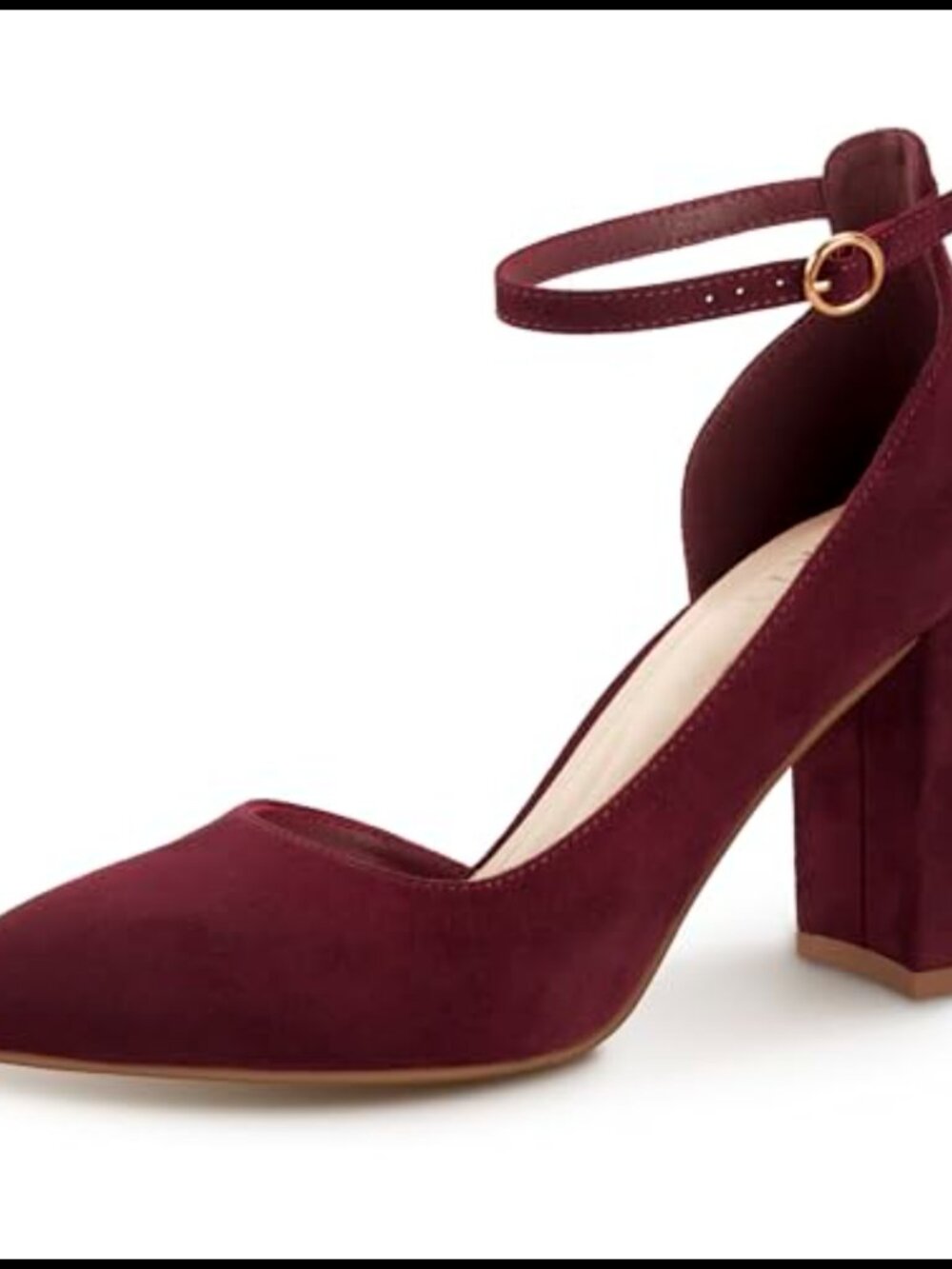 Women's Closed Toe Chunky Heel Ankle Strap Pumps 3.5 Inch Block Heel